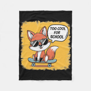 Too Cool For School Trendy Skateboarding Fox Fleece Blanket