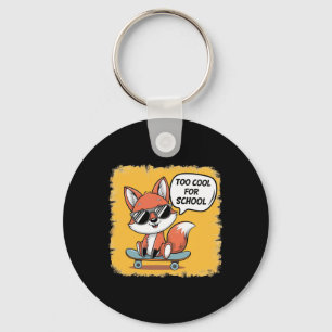 Too Cool For School Trendy Skateboarding Fox Key Ring