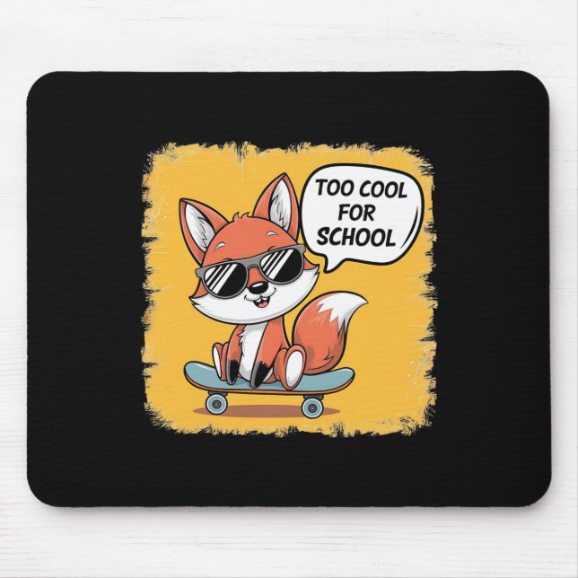 Too Cool For School Trendy Skateboarding Fox  Mouse Mat (Front)