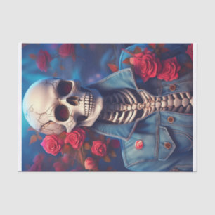 Too Cool for Skull, Denim Skeleton with Attitude Tissue Paper