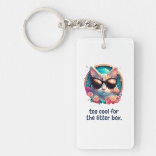 Too Cool for the Litter Box Cat Design Key Ring