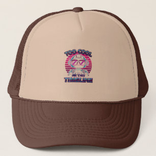 Too Cool For This Timeline – Retro Neon Robot T-Sh Trucker Hat