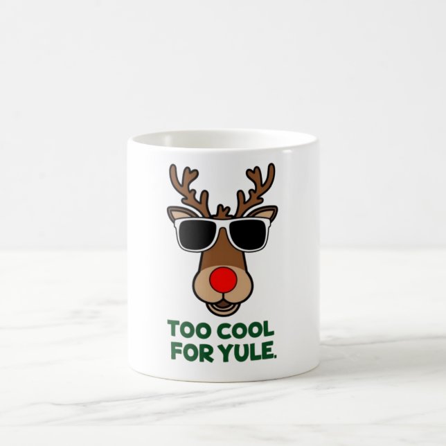 Too Cool for Yule Funny Christmas Reindeer Mug (Center)