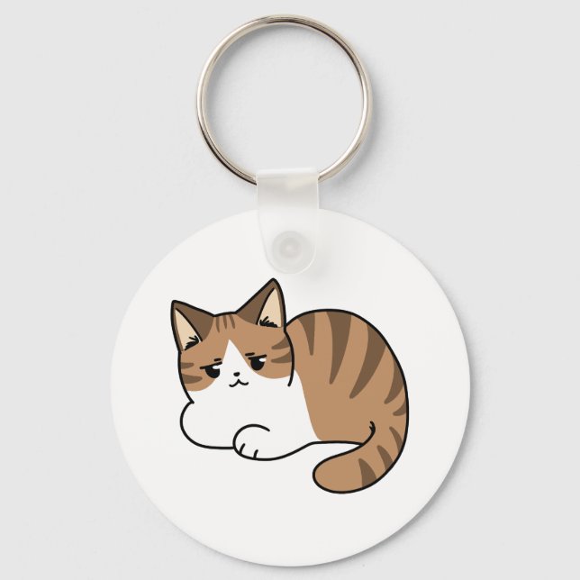 Too Cool to Care, Too Lazy to Move – Relaxing Cat  Key Ring (Front)