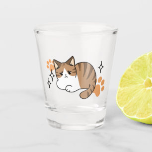 Too Cool to Care, Too Lazy to Move – Relaxing Cat  Shot Glass