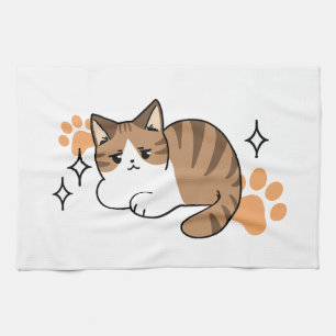 Too Cool to Care, Too Lazy to Move – Relaxing Cat Tea Towel