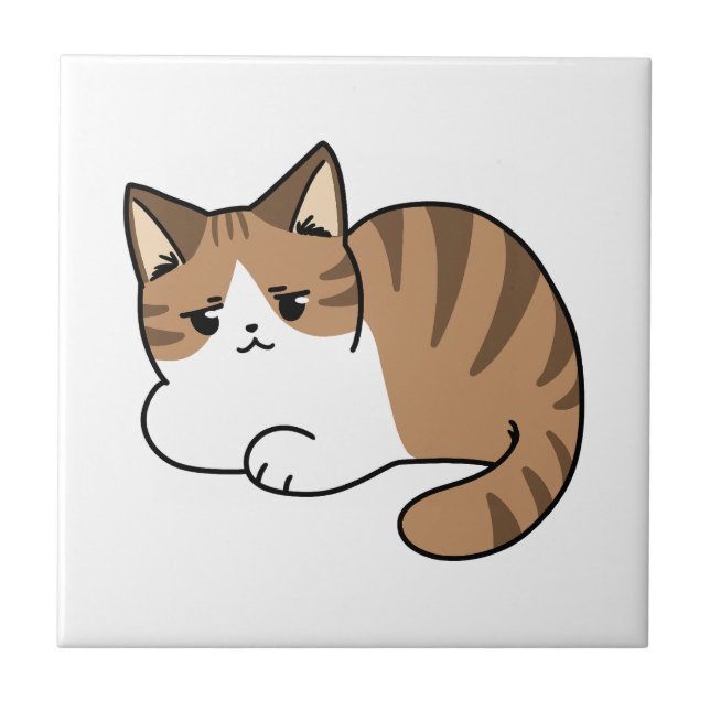 Too Cool to Care, Too Lazy to Move – Relaxing Cat  Tile (Front)