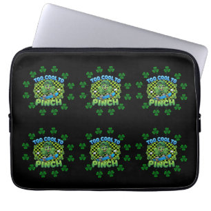 Too Cool to Pinch Skateboard Shamrock St. Patricks Laptop Sleeve