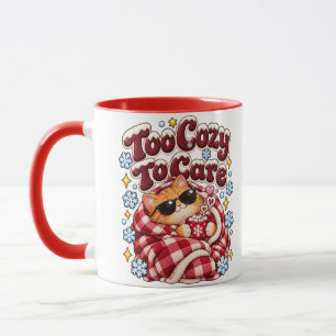 Too Cosy To Care Funny Christmas Cat Mug