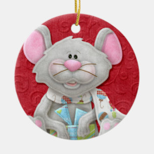 Too Cute Christmas Mouse  Holiday Ornament