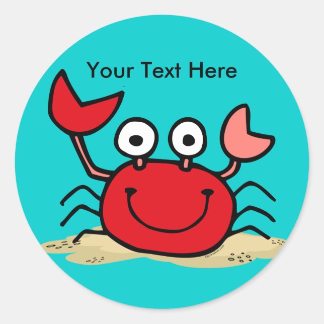 Too Cute Crab Custom Sticker (Front)