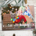 Too Cute For Naughty List Funny Dog Pet Photo Holiday Card<br><div class="desc">Too Cute for the Naughty list! Send cute and fun holiday greetings with this super cute personalised custom pet photo holiday card. Merry Christmas wishes from the dog with cute paw prints in a fun modern photo design. Add your dog's photo or family photo with the dog, and personalise with...</div>