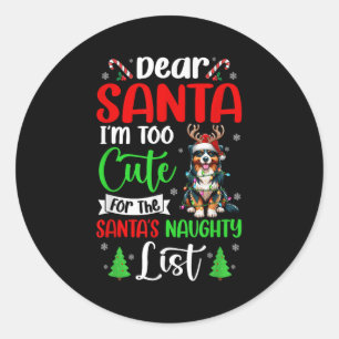 Too Cute For Santa's Naughty List Xmas Australian  Classic Round Sticker