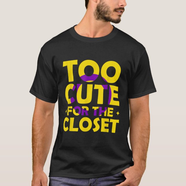 Too Cute For The Closet Interse Flag LGBT Pride  T-Shirt (Front)