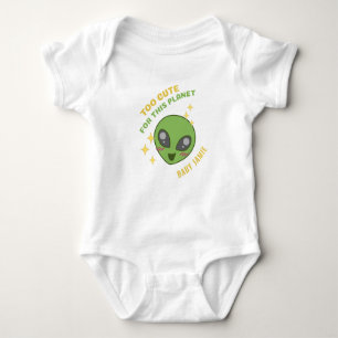 Too Cute for This Planet Alien Personalised Baby Bodysuit