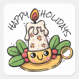 TOO CUTE HAPPY HOLIDAYS SQUARE STICKER