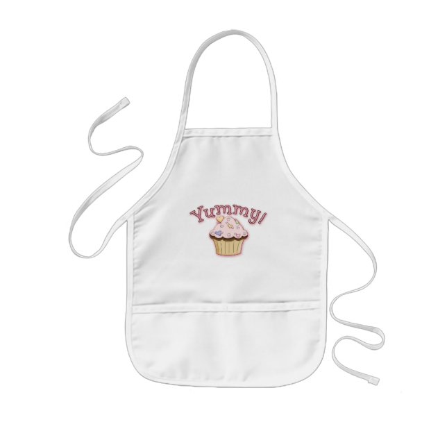 Too cute kids apron-yummy with cupcake apron (Front)