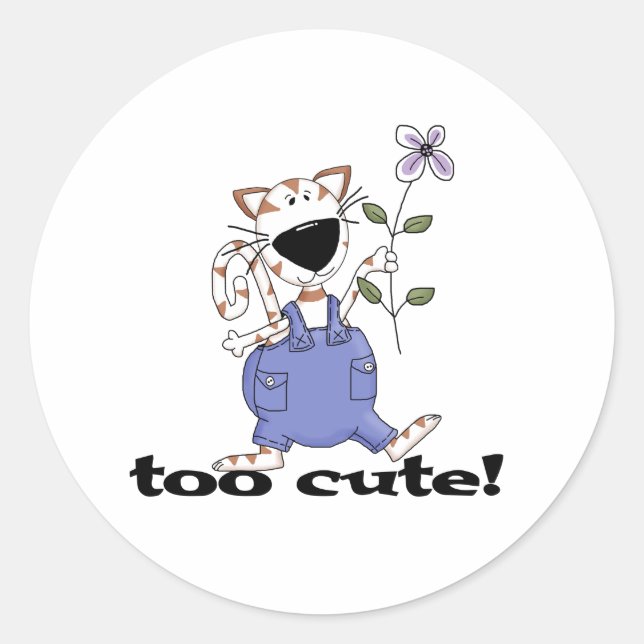 Too Cute Kitty Cat Classic Round Sticker (Front)