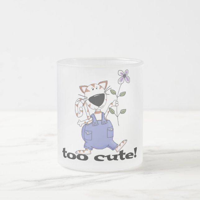 Too Cute Kitty Cat Tshirts and Gifts Frosted Glass Coffee Mug (Center)
