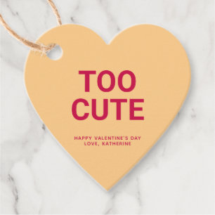 Too cute orange heart fun cute Valentine's Day Favour Tags