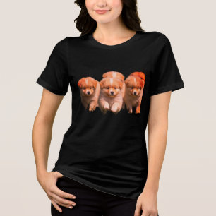 Too Cute Puppies on a Woman Black Short Sleeve T Tri-Blend Shirt