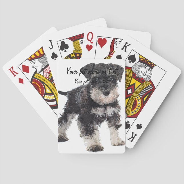 Too Cute Puppy Miniature Schnauzer Dog Playing Cards (Back)