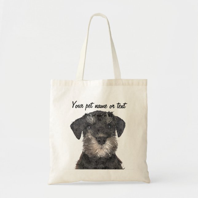 Too Cute Puppy Miniature Schnauzer Dog Tote Bag (Front)