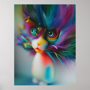 Too Cute Rainbow Coloured Creature Poster