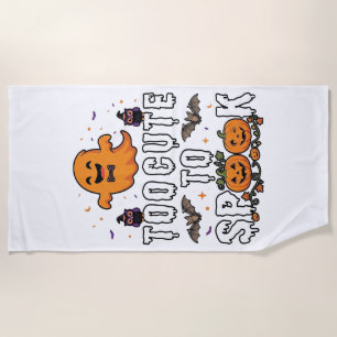 Too Cute Spook Halloween Orange Ghost Pumpkins Bat Beach Towel