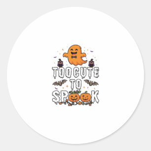 Too Cute Spook Halloween Orange Ghost Pumpkins Bat Classic Round Sticker