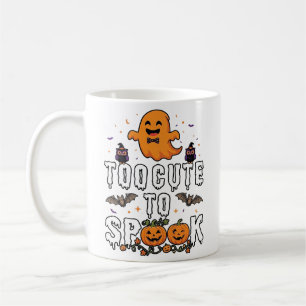 Too Cute Spook Halloween Orange Ghost Pumpkins Bat Coffee Mug