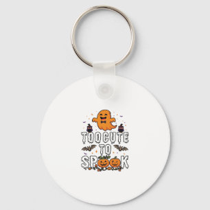 Too Cute Spook Halloween Orange Ghost Pumpkins Bat Key Ring