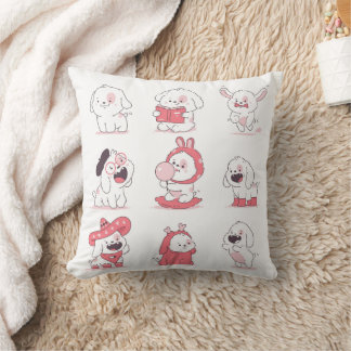 Too Cute To Bark | Kawaii Puppy Aesthetic Design  Cushion