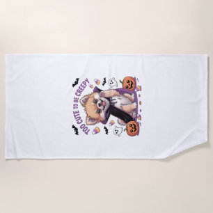 Too Cute to be Creepy Halloween Tee PNG Beach Towel