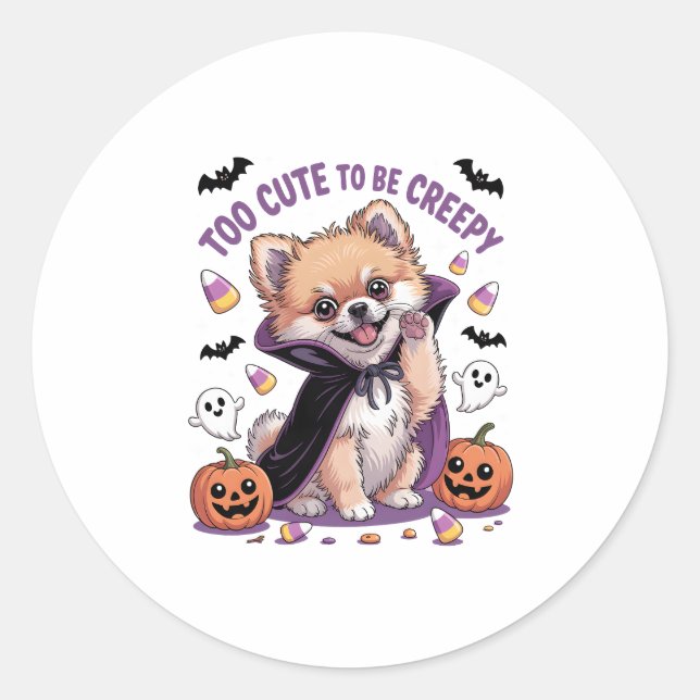 Too Cute to be Creepy Halloween Tee PNG Classic Round Sticker (Front)