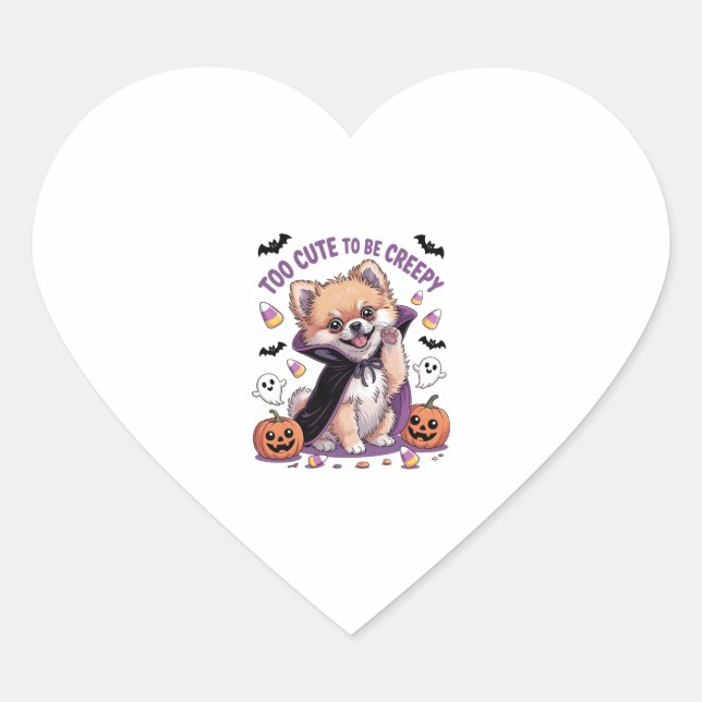 Too Cute to be Creepy Halloween Tee PNG Heart Sticker (Front)