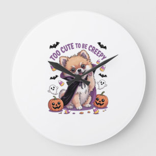 Too Cute to be Creepy Halloween Tee PNG Large Clock