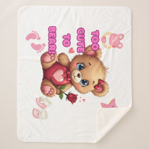 Too Cute to Bear – Valentine Teddy Baby Design Sherpa Blanket