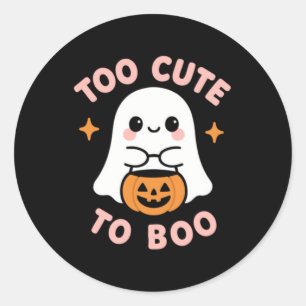 Too Cute To Boo Funny Kawaii Halloween Ghost Classic Round Sticker