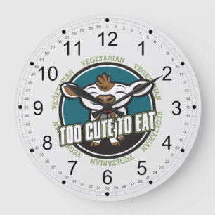Too Cute To Eat Cow Large Clock