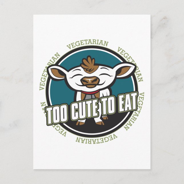 Too Cute to Eat Cow Postcard (Front)