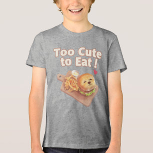 Too Cute to Eat: Smiling Bichon Burger Art Tri-Blend Shirt