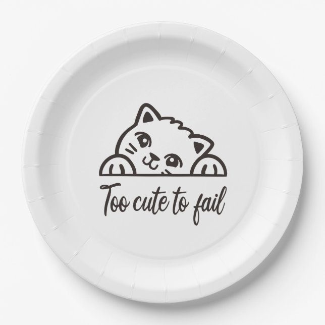 Too cute to fail paper plate (Front)