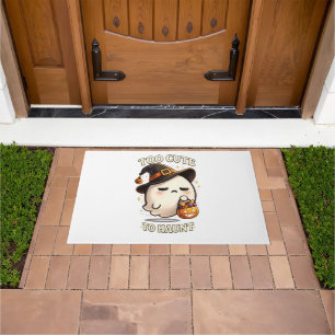 Too Cute To Haunt Ghost Witch Halloween Art Doormat