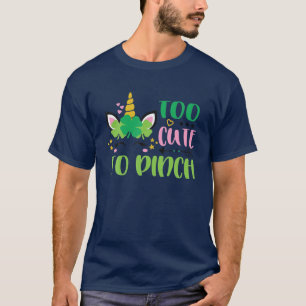 Too Cute To Pinch Cute Unicorn Girl Face Lucky Clo T-Shirt