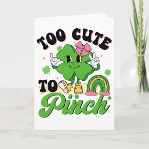 Too Cute To Pinch Shamrock Leprechaun Girl Kids Pa Card