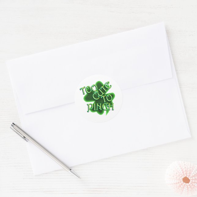 Too Cute To Pinch St. Patrick's Day Classic Round Sticker (Envelope)