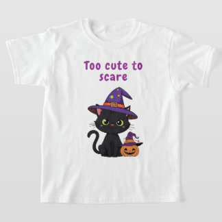 Too Cute to Scare – Halloween Black Cat Design T-Shirt