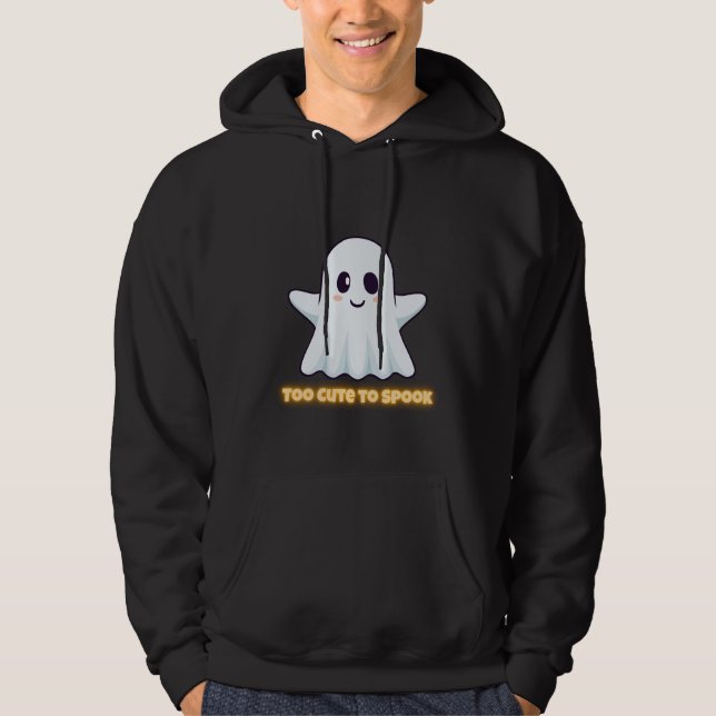 Too Cute To Spook – Adorable Kawaii Ghost Hallowee Hoodie (Front)