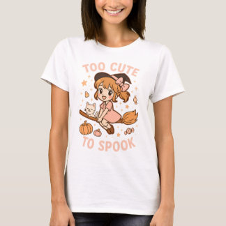 Too Cute to Spook Anime Witch Halloween Shirt